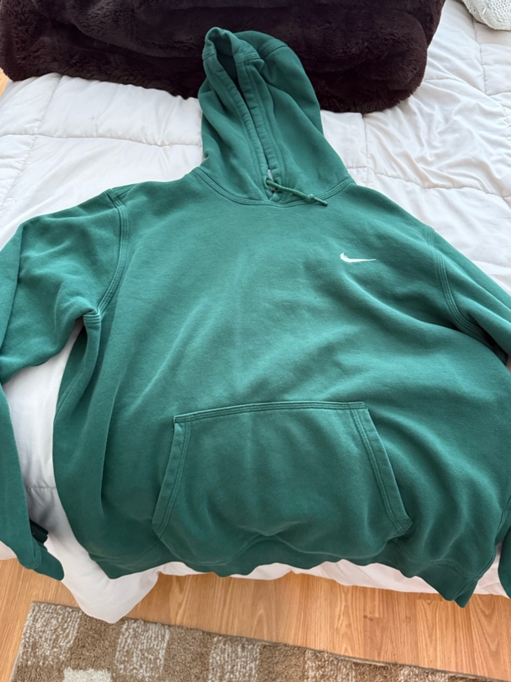 Nike Dark Green Hooded Sweatshirt with White Label